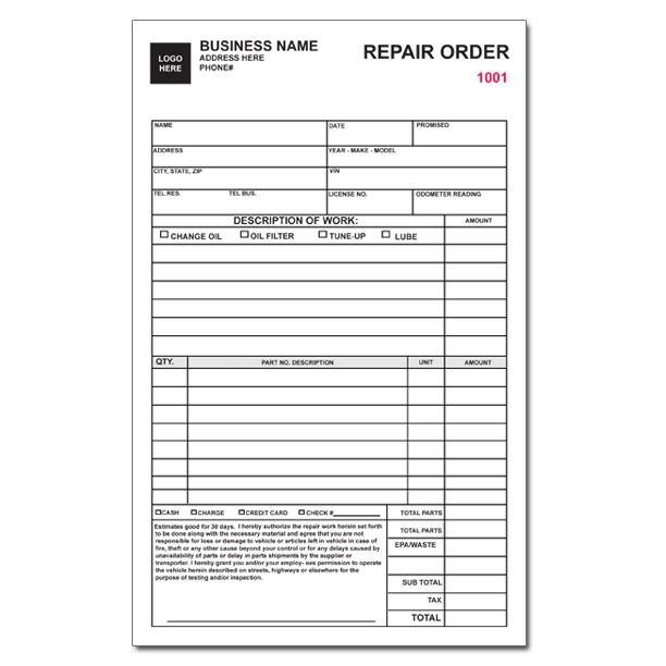 [Image: Auto Repair Order]