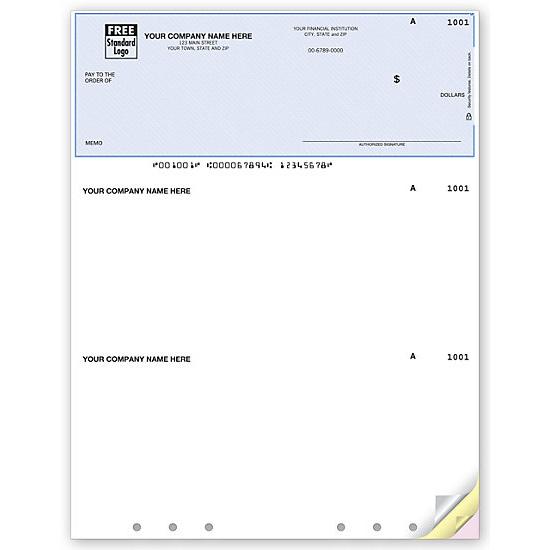 [Image: QuickBooks Laser Multi-Purpose Check, Unlined, Hole-Punched DLT134]