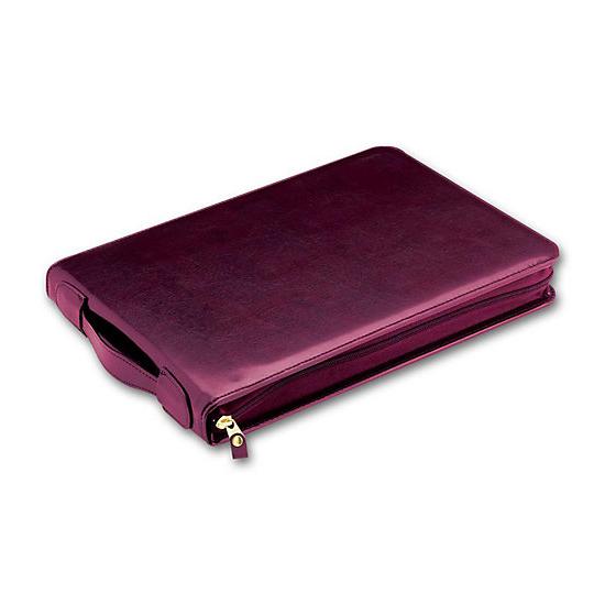 [Image: 3-On-A-Page Zippered Leather Portfolio]