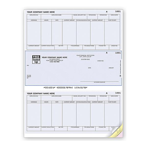 [Image: Laser Mid Payroll Check with Pay Stubs]