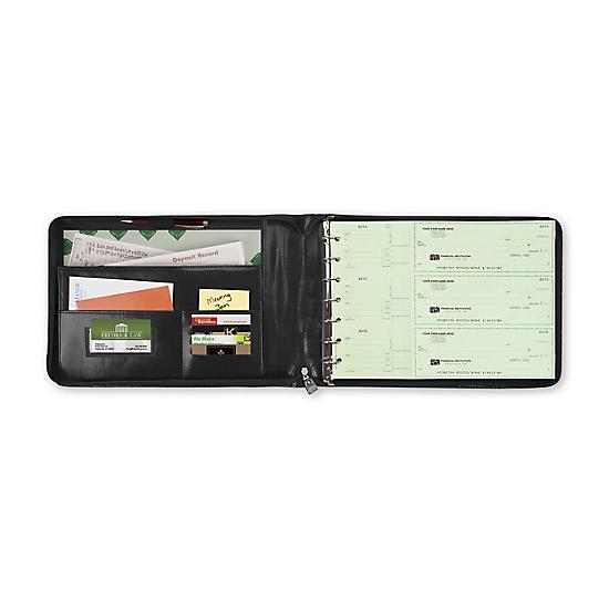 [Image: 3-On-A-Page Zippered Leather Look Vinyl Portfolio]