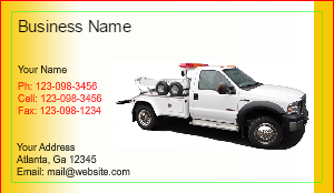 Tow Truck Business Cards