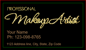 Gold Glitter Makeup Artist Business Card