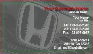 Business Card For Honda Dealer