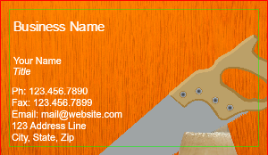 Handyman Business Card, Wood & Saw, Orange