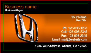 Honda Auto Dealer Business Card