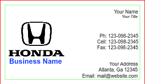 Honda Business Card Template