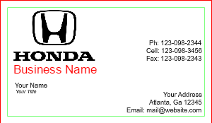 Honda Business Card Design