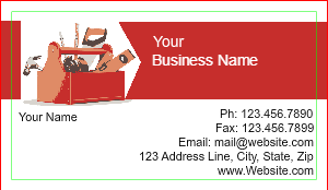 Handyman Business Cards, Tool Box, Orange