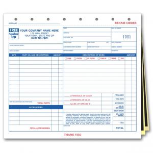 What's Printed On The Back Of The Auto Repair Invoice Form?
