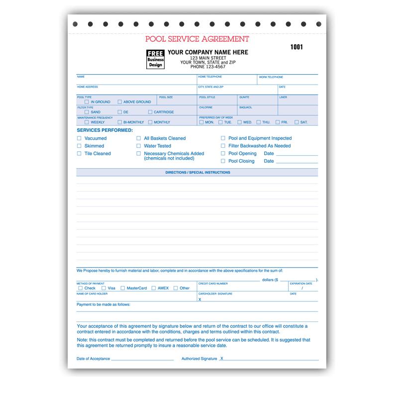 Spa & Pool Business Invoice Forms