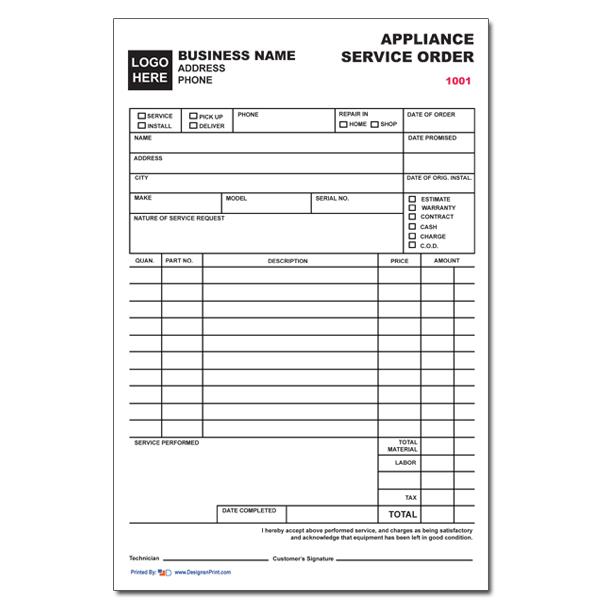 Appliance Repair Forms