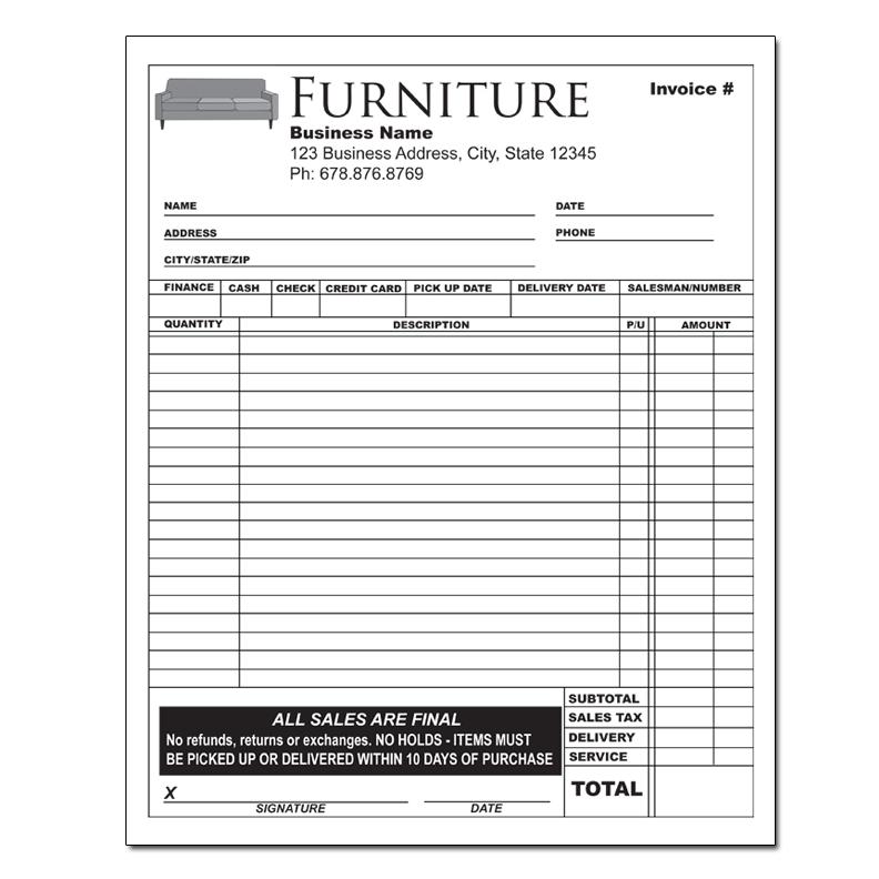 Furniture Shop Invoice