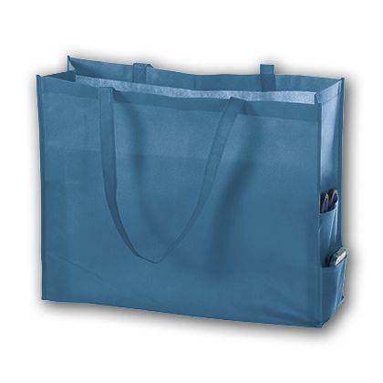 Unprinted Non-Woven Tote Bags, Cool Blue, Medium, 28"