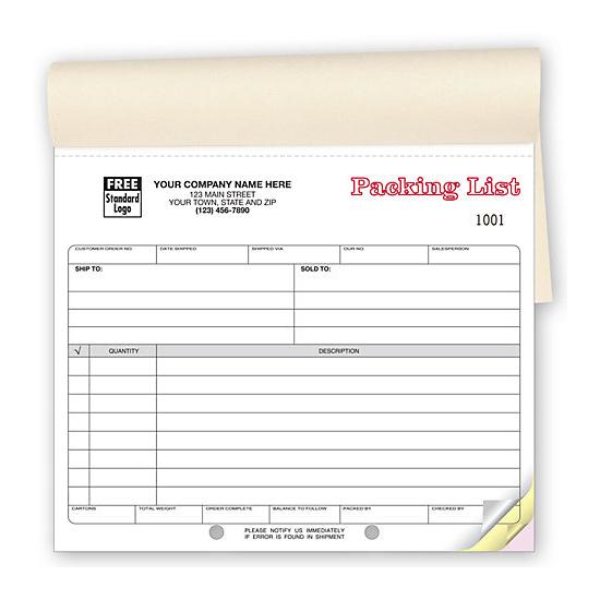 Shipping Packing Lists, Personalized, Booked Format