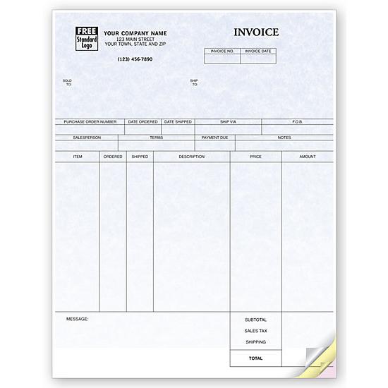 Inventory Invoice, Laser and Inkjet Compatible, Parchment, Personalized