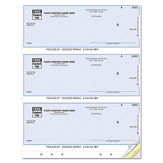 Quick Pay Laser 3-UP Multi-Purpose Check, Unlined, Hole-Punched DLA112