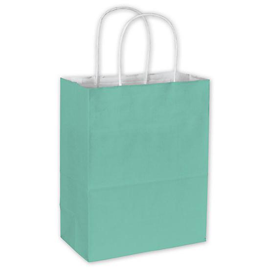Aqua Cotton Candy Shopping Paper Bag, 8 1/4 X 4 3/4 X 10 1/2", Retail Bags