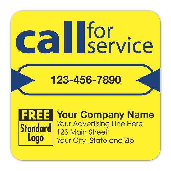 Service Reminder Stickers - Yellow, Repair & Maintenance, Personalized Label, 3 X 3", Equipment Services, High-gloss Paper Stock