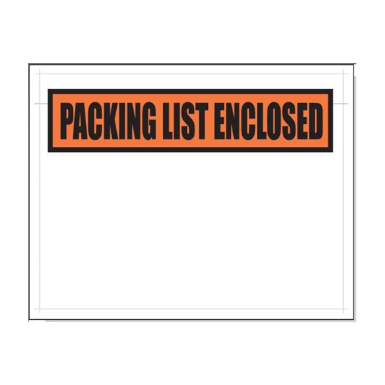 Packing List Enclosed Envelopes, Orange Panel Face, 7 x 5.5, White Back/Clear Front