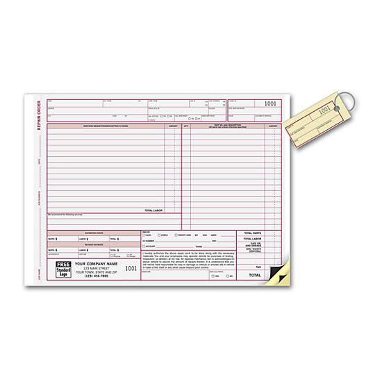 Repair Order Form - With Key Tag, Carbons