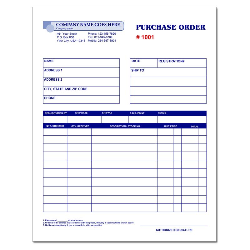 Purchase Order Request Forms: 8.5 x 11