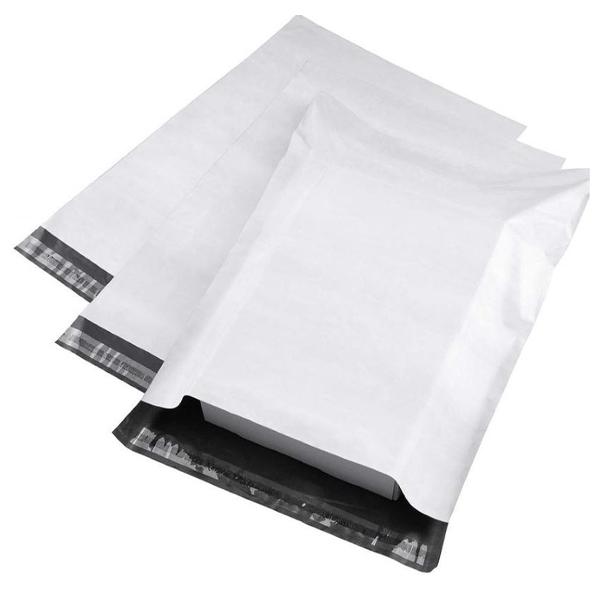 Poly Mailers Shipping Bags, Small 14 x 17" + 2" Flap, Self-Seal, White, 2.5 mil