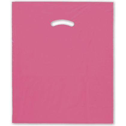 Pink Plastic Bags, Large 15 x 18" + 4" Bottom Gusset