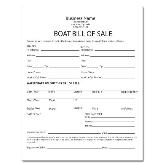 Boat Bill of Sale - Receipt