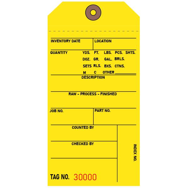 Yellow Inventory Tags, Custom Printed