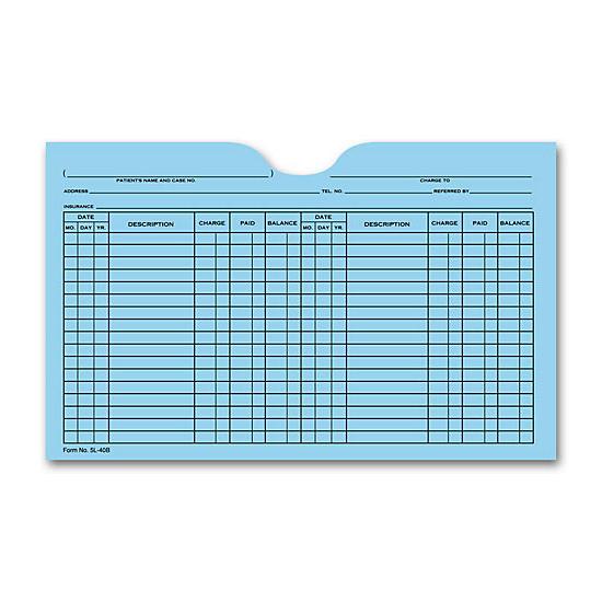 Printed Card File Pocket, Double Column, Blue