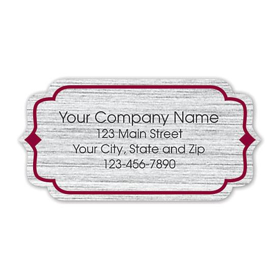 Bracket Label On Brushed Silver Poly With Red Trim 2x1
