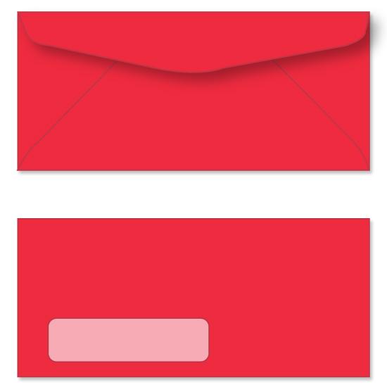 Red Color #10 Envelope With Window - (4 1/8 x 9 1/2) Regular