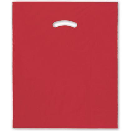 Red Plastic Bags, Large 15 x 18" + 4" Bottom Gusset