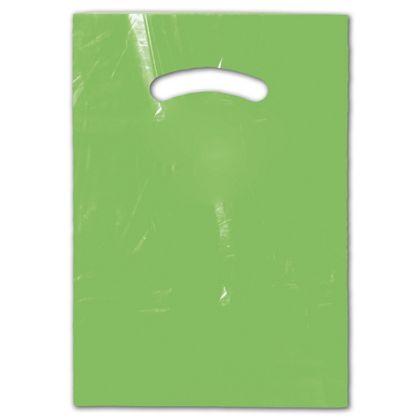 Citrus Green Plastic Bags, Die-Cut Handles, 9 x 12"
