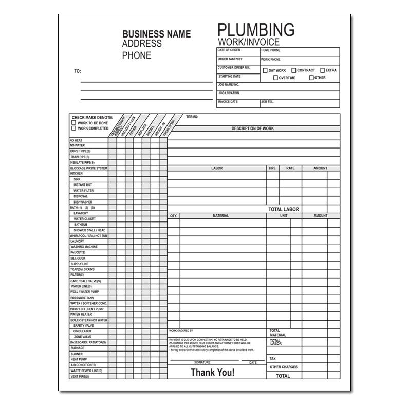Plumbing Work Order - with Checklist