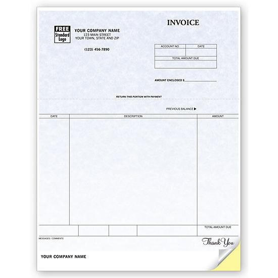 Invoice Form, Laser and Inkjet Compatible, Parchment, Personalized