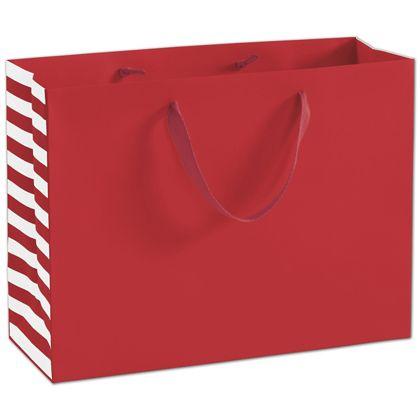 Side-striped Manhattan Euro-shoppers Bag, Red, 16 X 6 X 12"