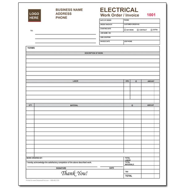 Electrical Work Invoice: Customizable