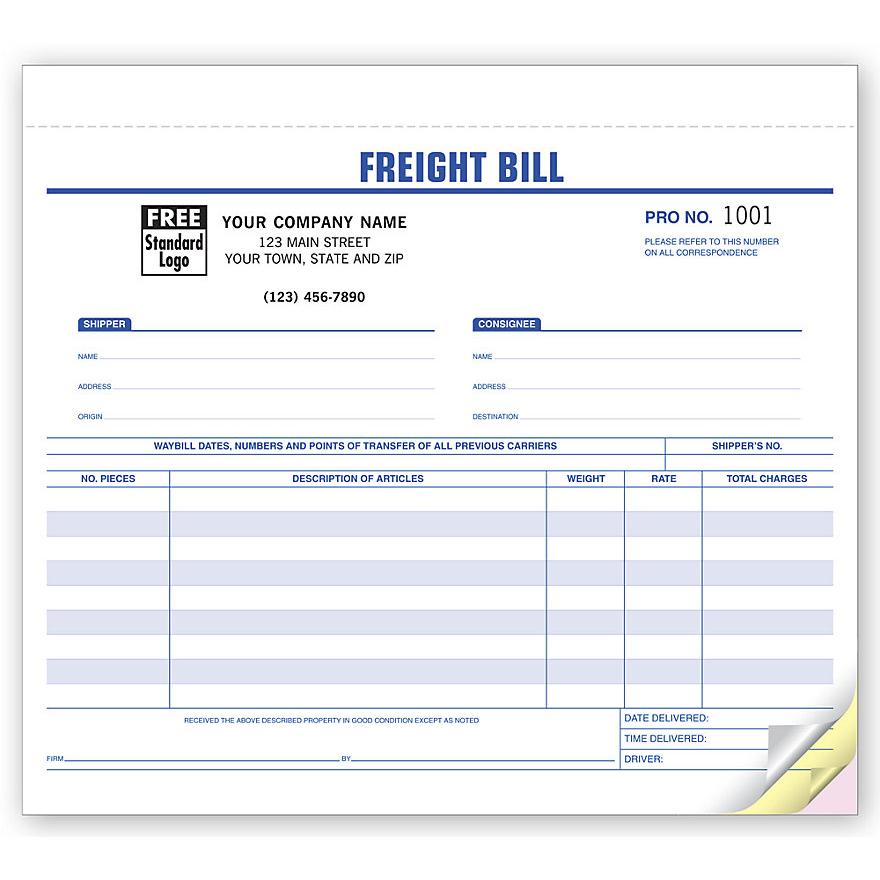 Freight Invoice, Personalized Carbonless Forms