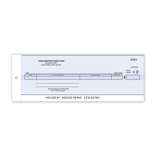 Cash Disbursement Check, Single Payment, Manual Format, Carbon Copy, Personalized Printing