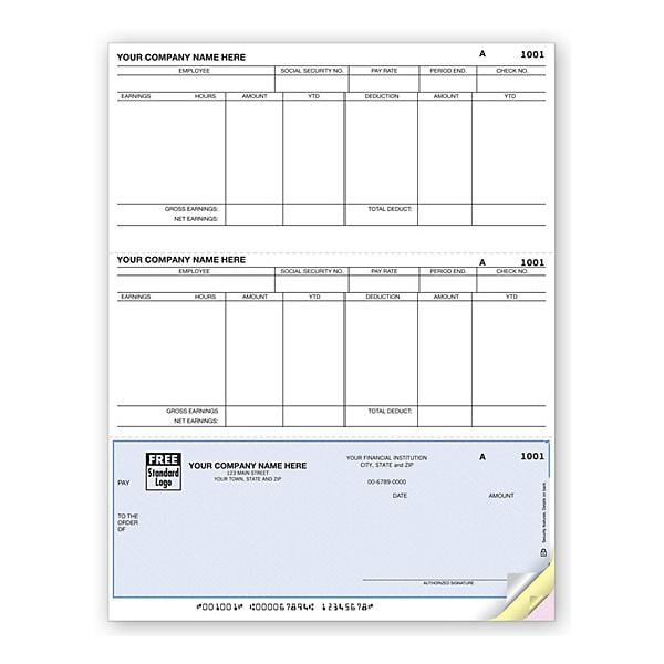 Double Stub Payroll Checks