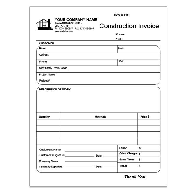 Residential Construction Invoice