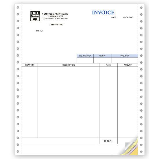 Service Invoices - Continuous, Classic, Carbonless Forms, Personalized