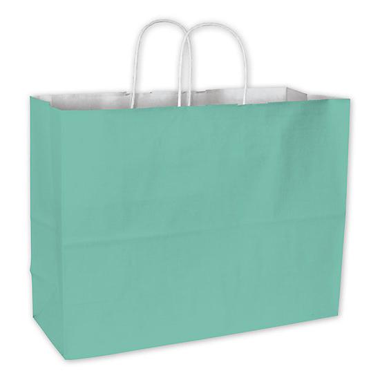 Shopping Bag - Aqua Cotton Candy Shoppers Paper Bags, 16 X 6 X 12 1/2"