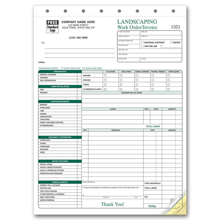 Yard Service Invoice, Work Order Invoice With Checklist