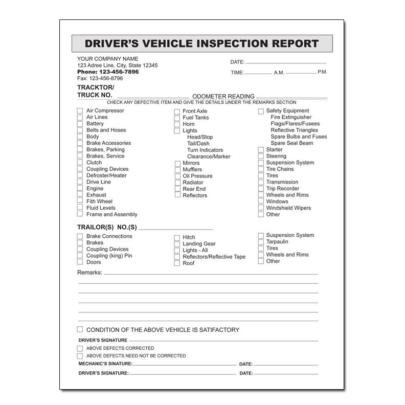 Driver Vehicle Inspection Report