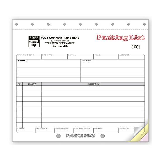 Packing List Carbonless Form, Shipping & Receiving, Personalized