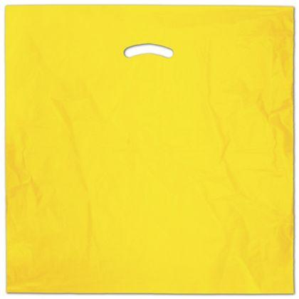Yellow Plastic Bags, Die-Cut, 20 x 20" + 5" Bottom Gusset