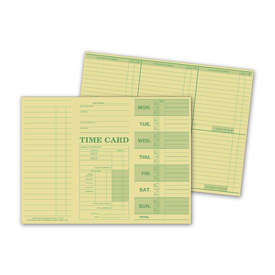 Weekly Time Card, Tag Stock